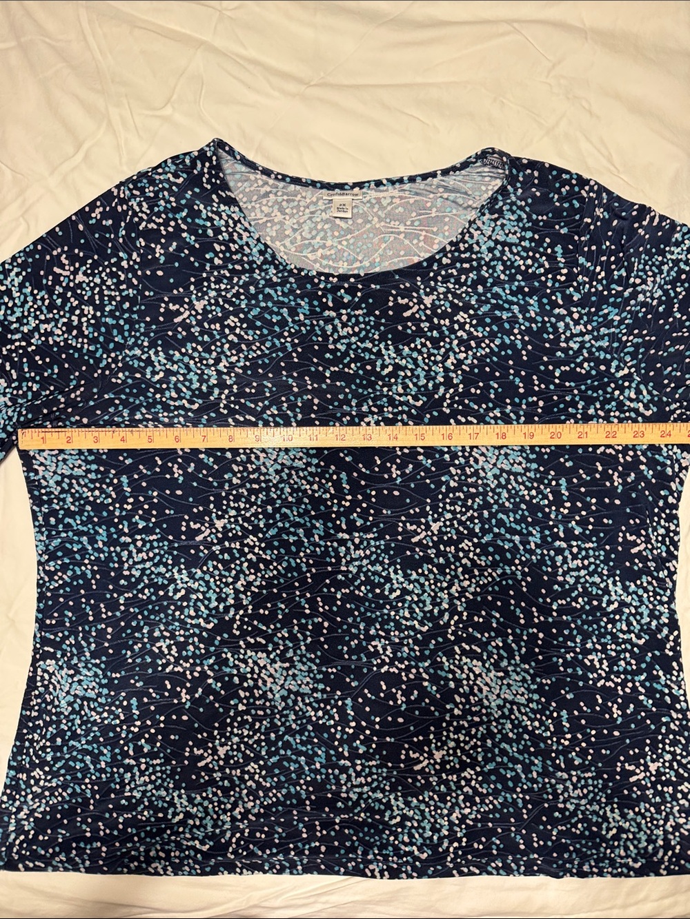 croft & barrow Navy Scoop Neck Tunic with Aqua and White Dot Print - Picture 4 of 7